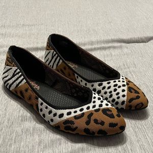 Knit Memory Foam Animal Print Flats